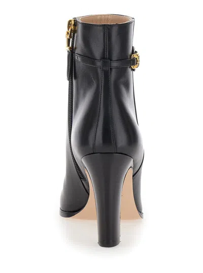 Shop Tom Ford Black Ankle Boots With T Chain Detail In Leather Woman