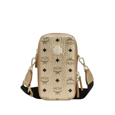 Mcm Women's Unisex Crossbody Camera Bag In Visetos Berlin Gold In Gold