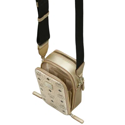 Mcm Women's Unisex Crossbody Camera Bag In Visetos Berlin Gold In Gold