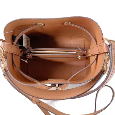 Michael Kors Mercer Gallery Xs Convertible Bucket Mk Signature Crossbody Bag In Brn/acorn