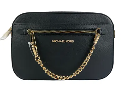 Michael Kors Women's Jet Set Item East West Zip Chain Crossbody Bag In Black/gold