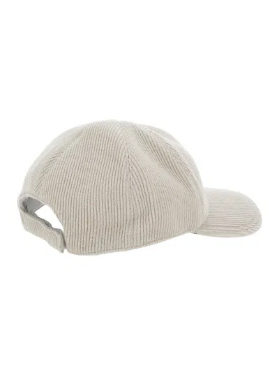 Shop Eleventy White Baseball Cap In Ribbed Wool Blend Woman