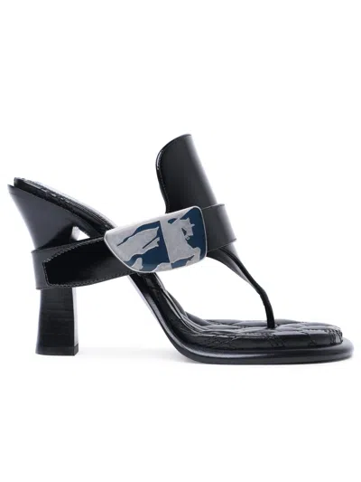 Burberry Prorsum Woman Thong Sandal Black Size 8 Leather In Black
