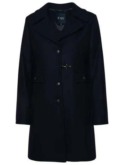 Fay Navy Virgin Wool Blend Coat In Blue