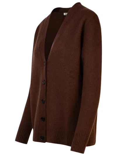 Jil Sander Womens Espresso V-neck Relaxed-fit Wool-bouclé Cardigan In Brown