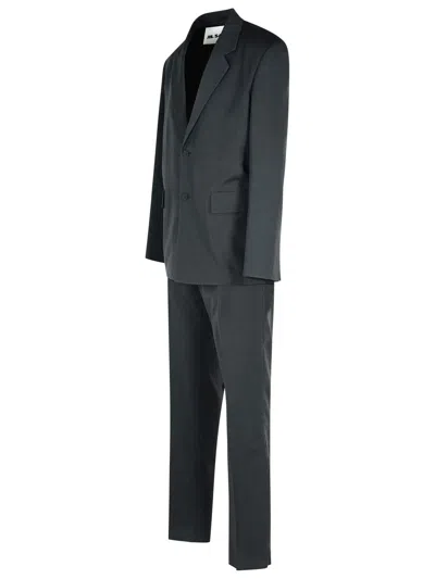 Jil Sander Check Pattern Shirt Set In Gray