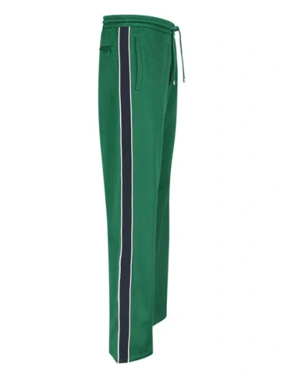 Loewe Dark Green Cotton Pants With Elasticated Waistband In Green