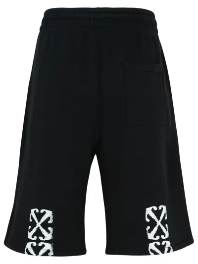 Shop Off-white 'windy Arrow' Black Cotton Bermuda Shorts Man