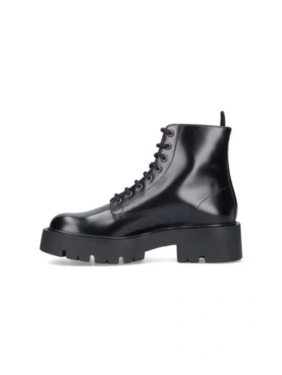 Shop Prada Men Brushed Leather Ankle Boots In Black