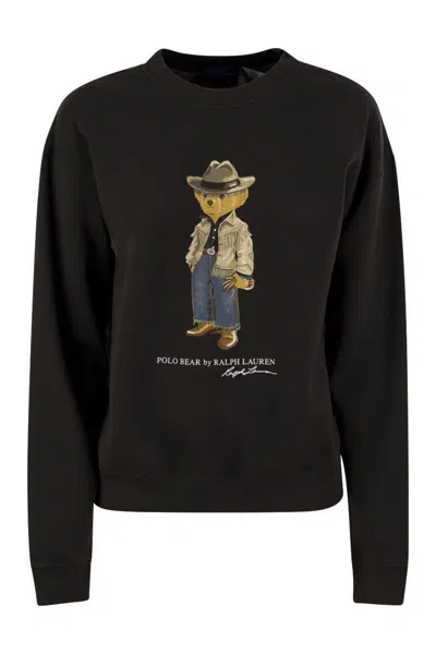 Shop Polo Ralph Lauren Polo Bear Crewneck Sweatshirt In Black