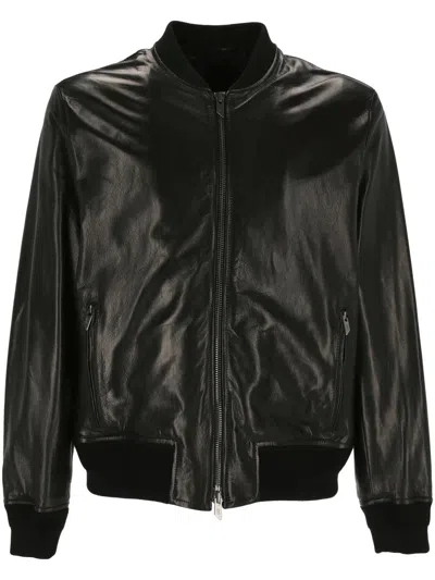 Salvatore Santoro Zip-up Leather Bomber Jacket In Black