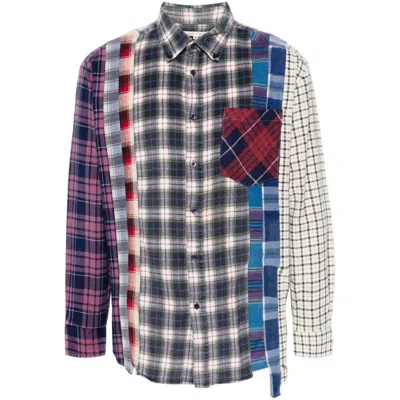 Needles Patchwork-design Shirt In Black/blue