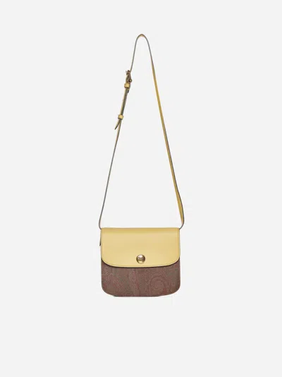 Shop Etro Essential Canvas And Leather Small Bag In Cream