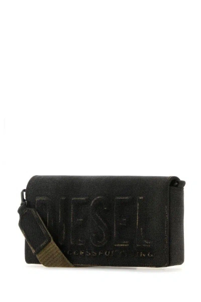 Diesel Black Denim M Biscotto Crossbody Bag In Black