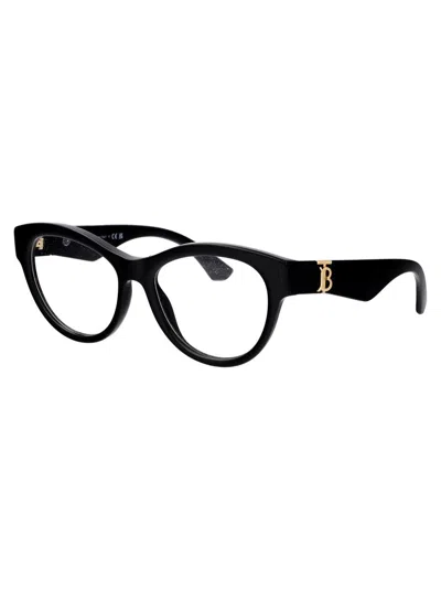 Burberry Top Black On Vintage Check Acetate Optical Glasses In Black