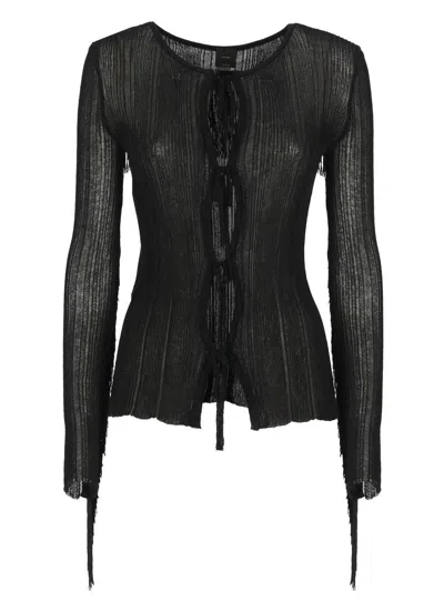 Pinko Zelig Fringed Cardigan In Black