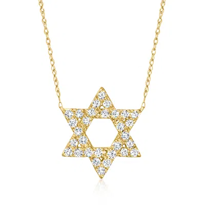 Ross-simons Diamond Star Of David Necklace In 14kt Yellow Gold In Silver