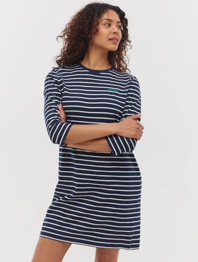 Bench . Mab Stripe Three-quarter Sleeve Dress In Blue