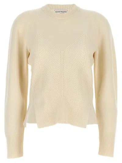 Alexander Mcqueen Mcqueen Women 'chevron Corset' Sweater In White