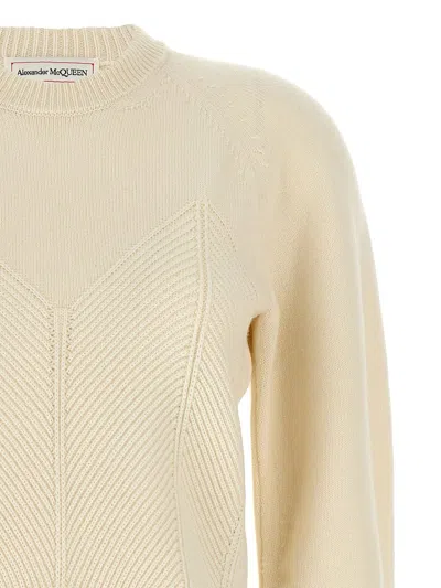 Alexander Mcqueen Mcqueen Women 'chevron Corset' Sweater In White