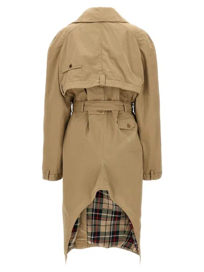 Balenciaga Maxi Deconstructed Trench Coat In Desert Beige