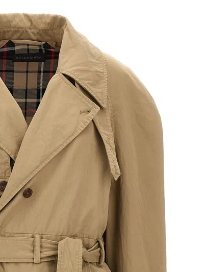 Balenciaga Maxi Deconstructed Trench Coat In Desert Beige