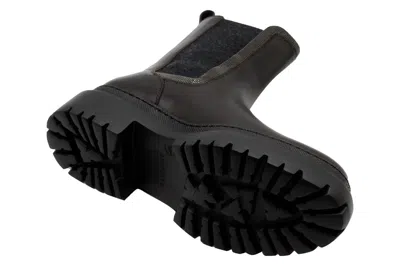 Brunello Cucinelli Leather Beatles Shoe With Jewels On The Side Elastic Bandleather In Brown