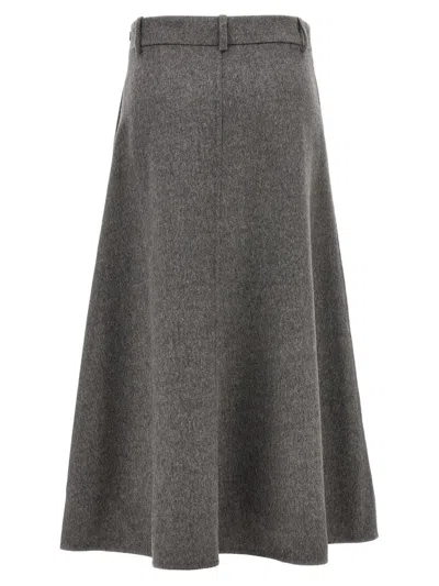 Brunello Cucinelli Grey Virgin Wool Flute Skirt