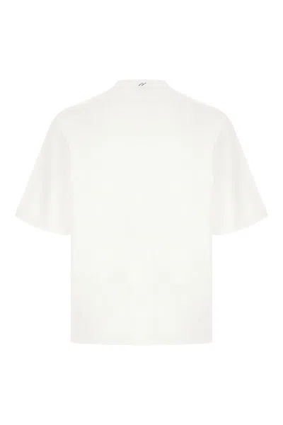 Burberry White Crewneck T-shirt With Equestrain Knight Patch In Cotton Man In White