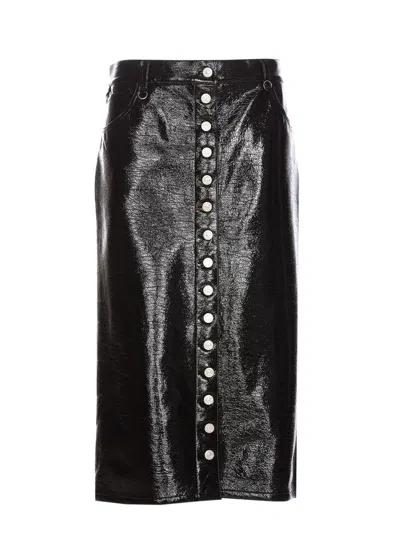 Courrèges Multiflex Patent-finish Midi Skirt In Black