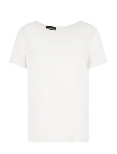 Emporio Armani Silk Top Adjustable Round-neck In White
