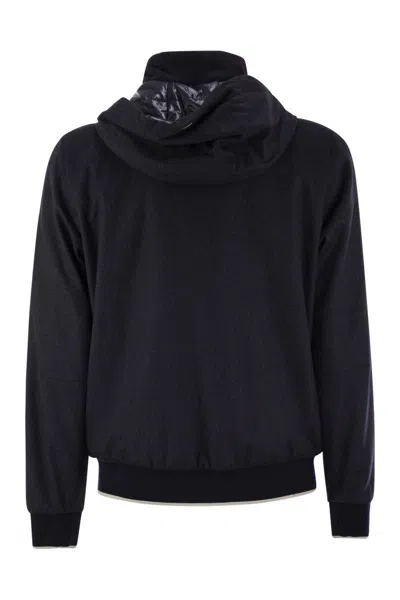 Herno Cashmere And Silk Resort Bomber Jacket In Blue