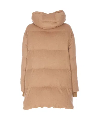 Herno Down Jacket With Hood And Quilted Design In Beige
