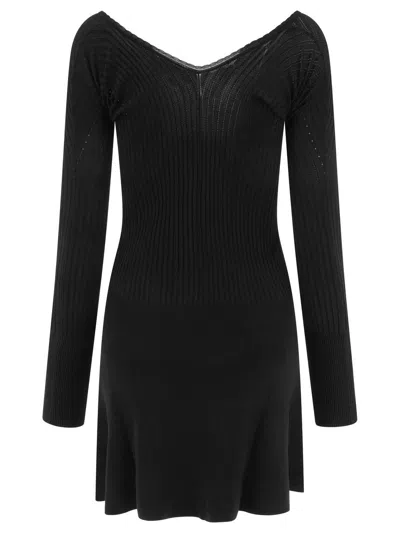 Jacquemus Womens Black Logo-plaque Slim-fit Knitted Mini Dress In Black