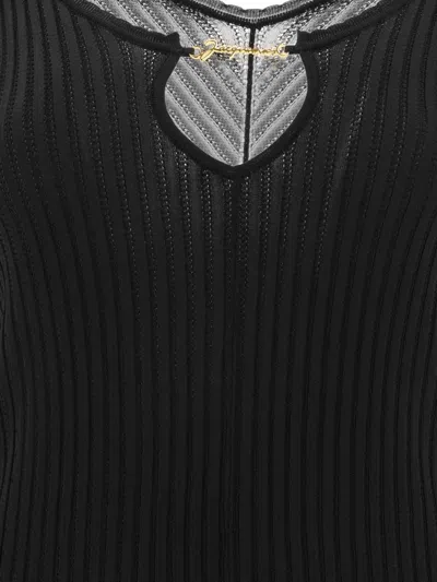 Jacquemus Womens Black Logo-plaque Slim-fit Knitted Mini Dress In Black