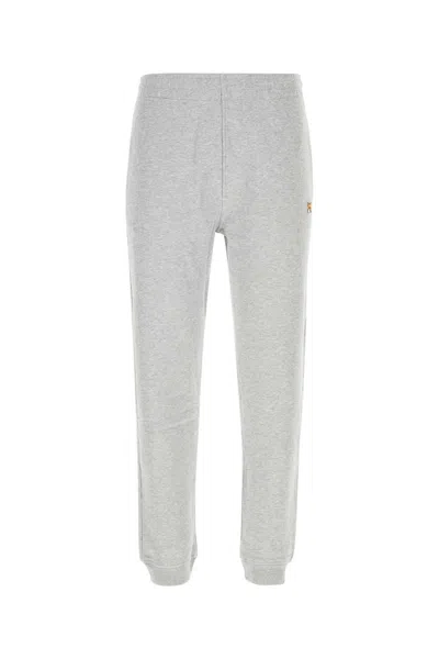 Maison Kitsuné Maison Kitsune Melange Grey Cotton Joggers In Grey