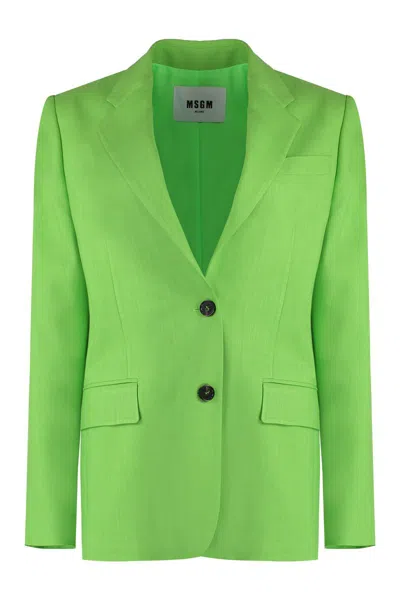 Msgm Fitted Blazer With Single Button Front In Green