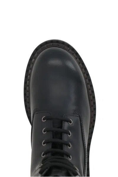 Prada Polished Leather Boots With Sole And Lace-up Design In Black