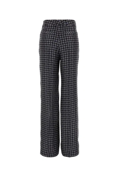 Prada Blue Silk Trousers With Paisley Print In Printed