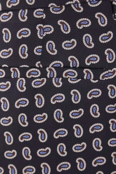 Prada Blue Silk Trousers With Paisley Print In Printed