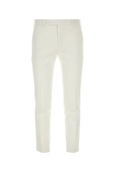 Pt Torino Refined Cotton Twill White Trousers With Detailing In White
