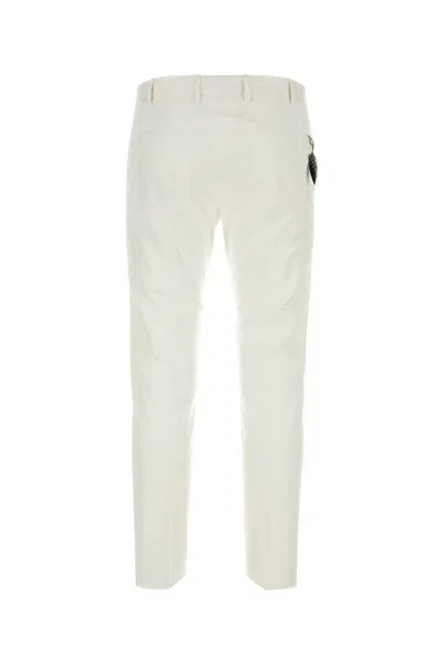 Pt Torino Refined Cotton Twill White Trousers With Detailing In White