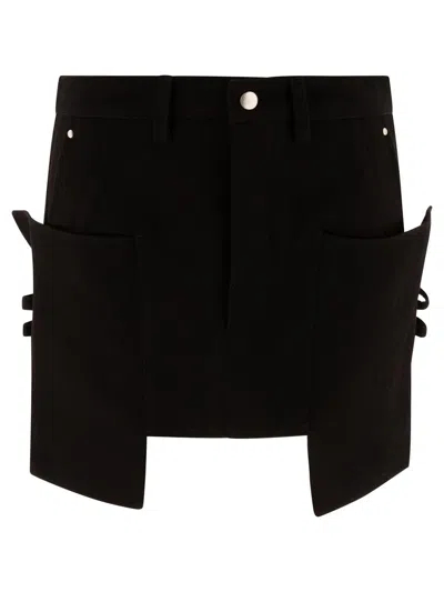 Rick Owens Stefan Black Mini-skirt With Patch Pockets In Wool Woman In Black