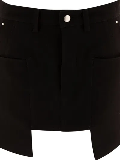 Rick Owens Stefan Black Mini-skirt With Patch Pockets In Wool Woman In Black