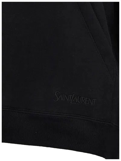 Saint Laurent Camionneur Molleton Hoodie In Black