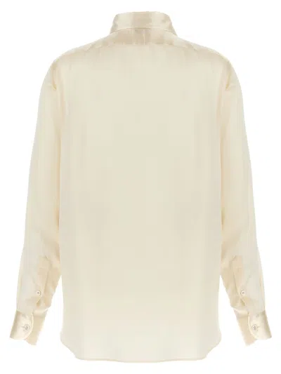 Tom Ford Silk Shirt With Pleated Detail And Pointed Collar In Pink
