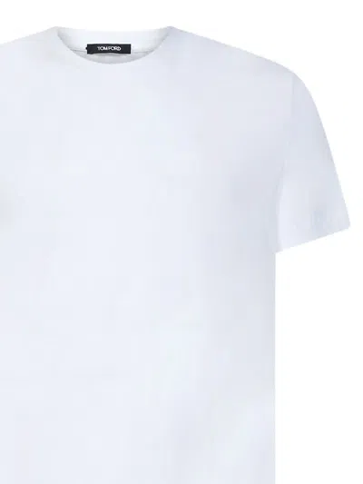 Tom Ford Placed Rib Slim-fit Lyocell And Cotton-blend T-shirt In White