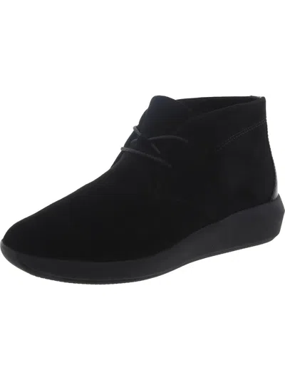 Unstructured By Clarks Tawnia Lace Womens Suede Lace Up Ankle Boots In Black