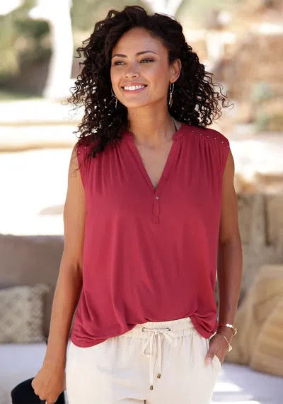 Lascana Women's Ruched Tank Top In Red