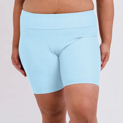 Calypsa Women's Plus High Waisted Mid-thigh Swim Shorts In Multi